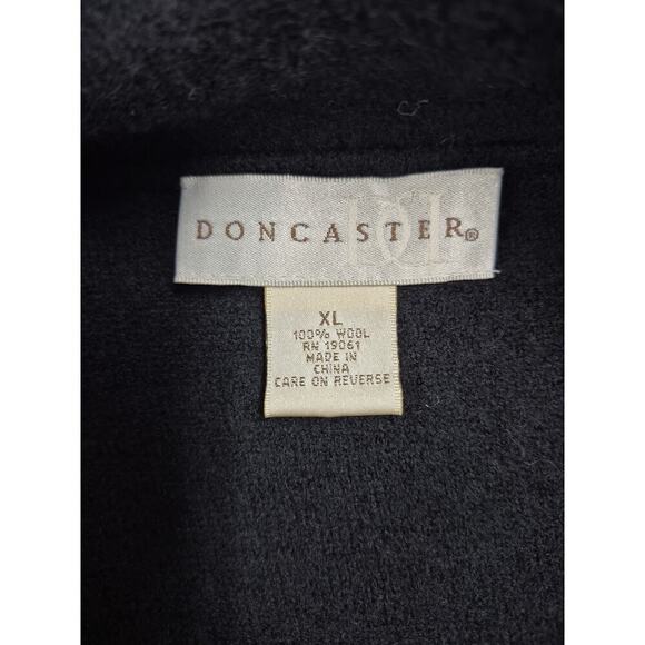 DONCASTER 100% Wool Black Tie Front Cardigan Sweater Flower Detail Sz XL NWOT - Picture 5 of 5